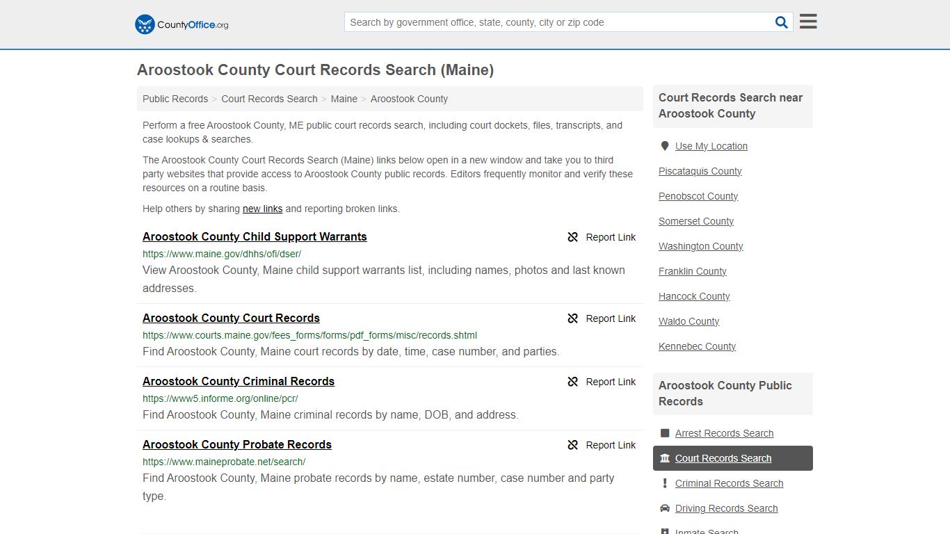 Aroostook County Court Records Search (Maine) - County Office